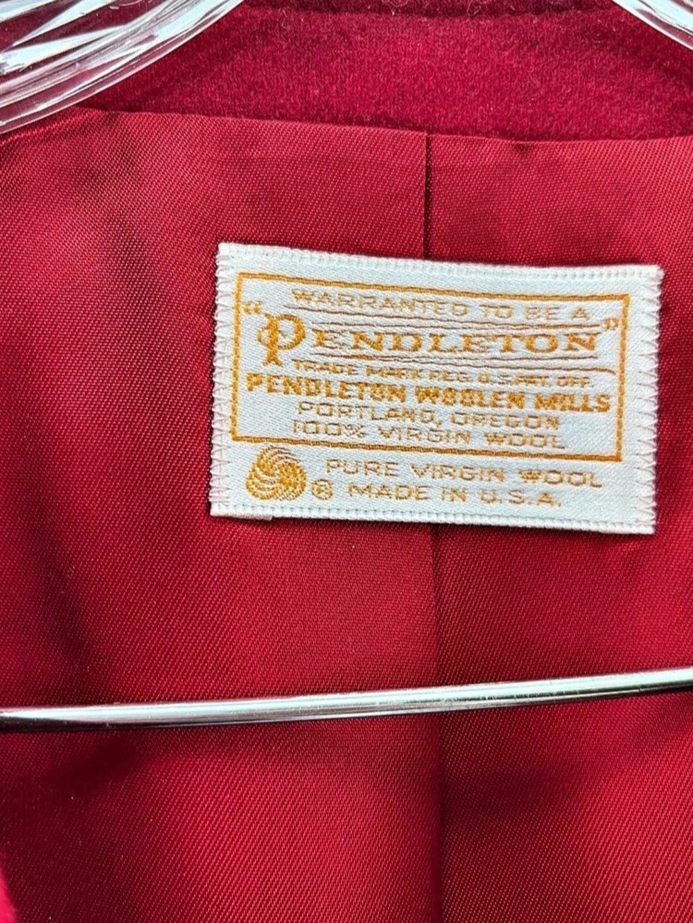 Vintage Pendleton Red Virgin Wool Collarless Blazer Jacket Size 8 - Picture 3 of 11